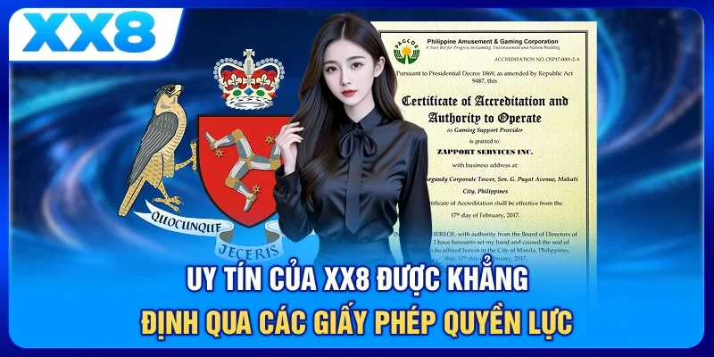 Uy tín của XX8 được khẳng định qua các giấy phép quyền lực